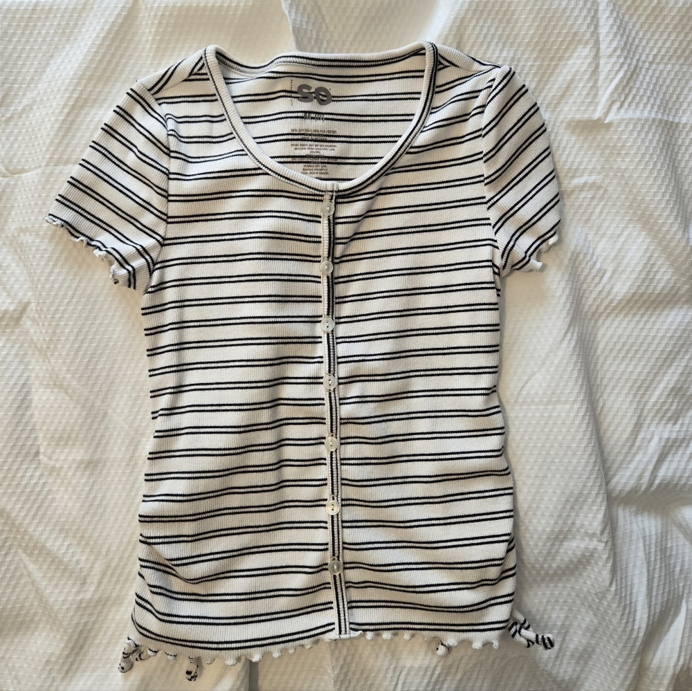 SO Black and White Striped Tee